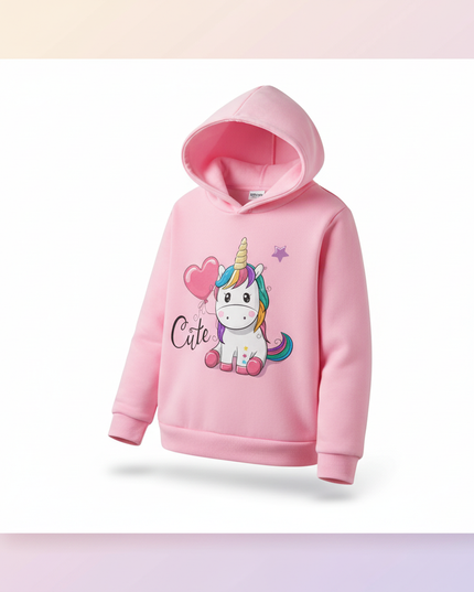 pink unicorn heart hoodie girls - white-bg