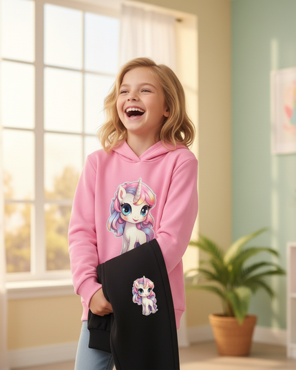 pink unicorn hoodie jogger set - in-use