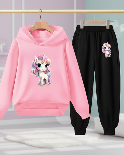 pink unicorn hoodie jogger set - lifestyle