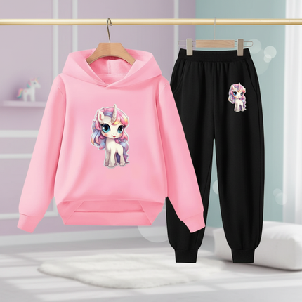 pink unicorn hoodie jogger set - lifestyle
