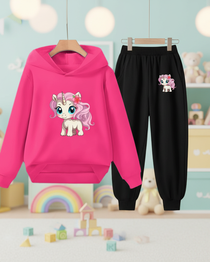 pink unicorn hoodie outfit kids - lifestyle