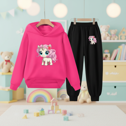 pink unicorn hoodie outfit kids - lifestyle
