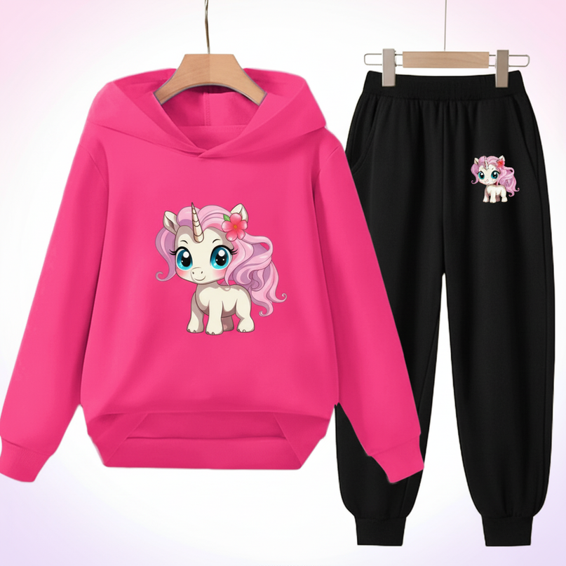 pink unicorn hoodie outfit kids - white-bg