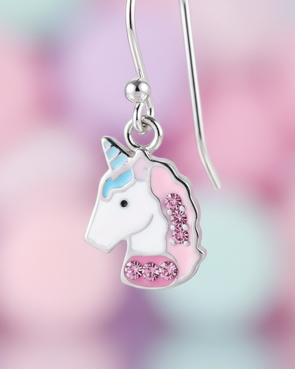 pink unicorn hoop earrings - detail