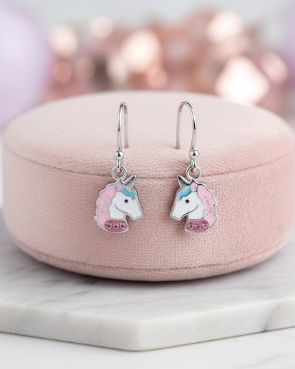 pink unicorn hoop earrings - lifestyle
