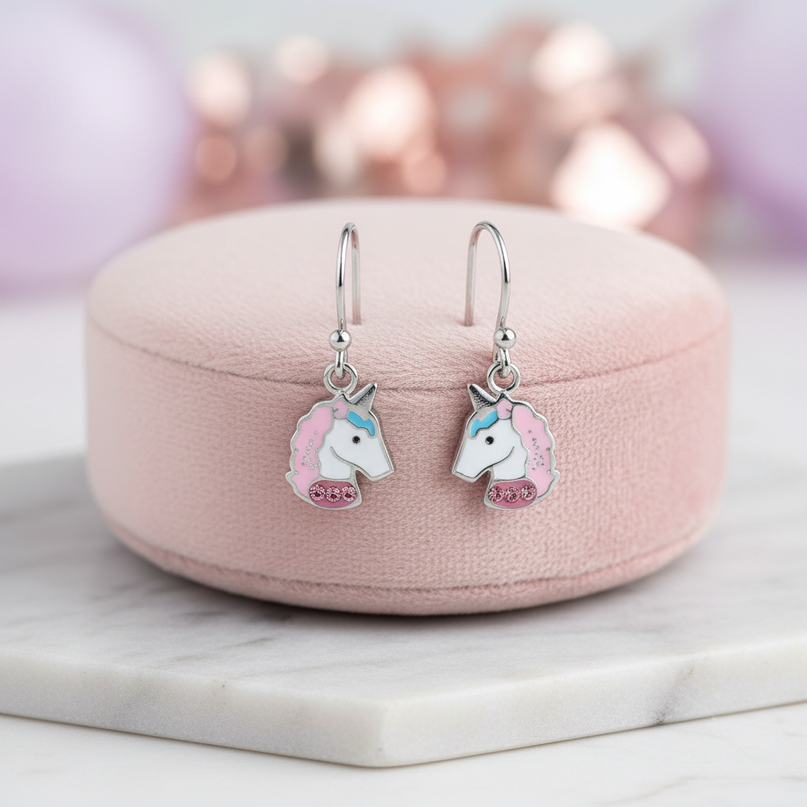 pink unicorn hoop earrings - lifestyle