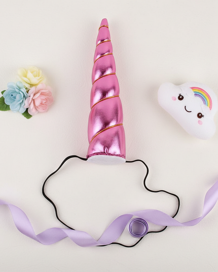 pink unicorn horn elastic - flat-lay
