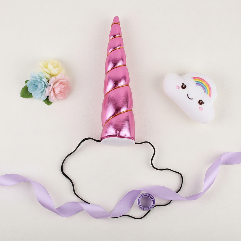 pink unicorn horn elastic - flat-lay