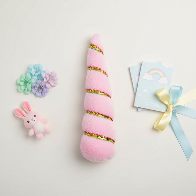 pink unicorn horn party pack - flat-lay