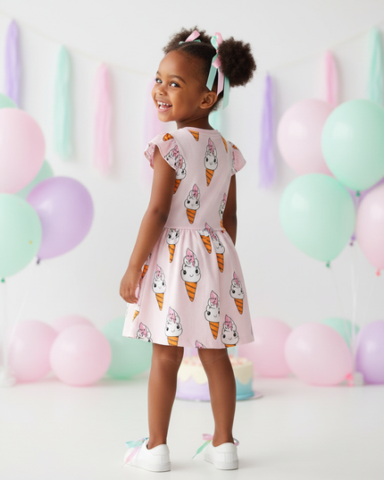 pink unicorn ice cream dress - back