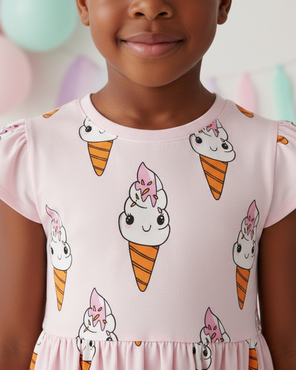 pink unicorn ice cream dress - detail
