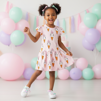 pink unicorn ice cream dress - front