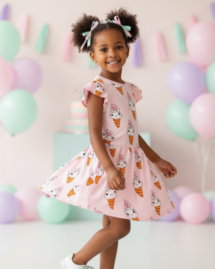 pink unicorn ice cream dress - three-quarter