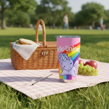 pink unicorn insulated tumbler - lifestyle