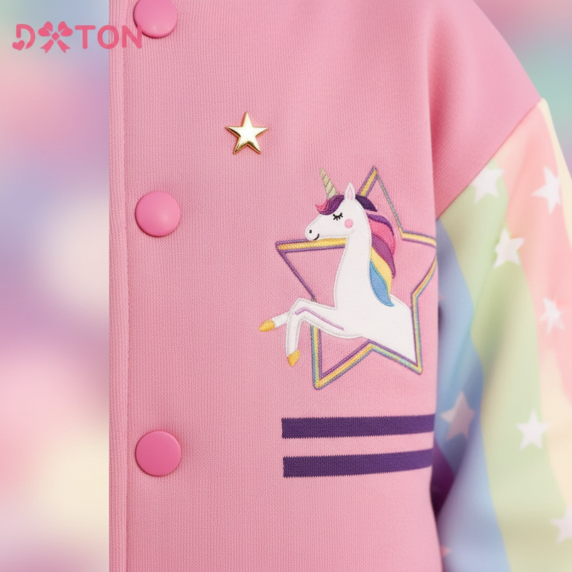 pink unicorn jacket - detail