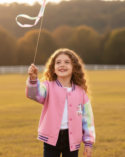 pink unicorn jacket - in-use