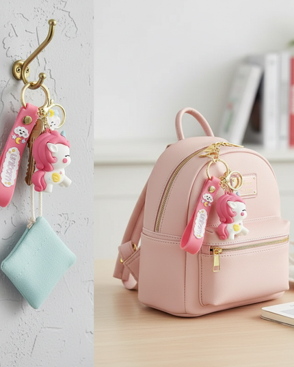 pink unicorn keychain - lifestyle