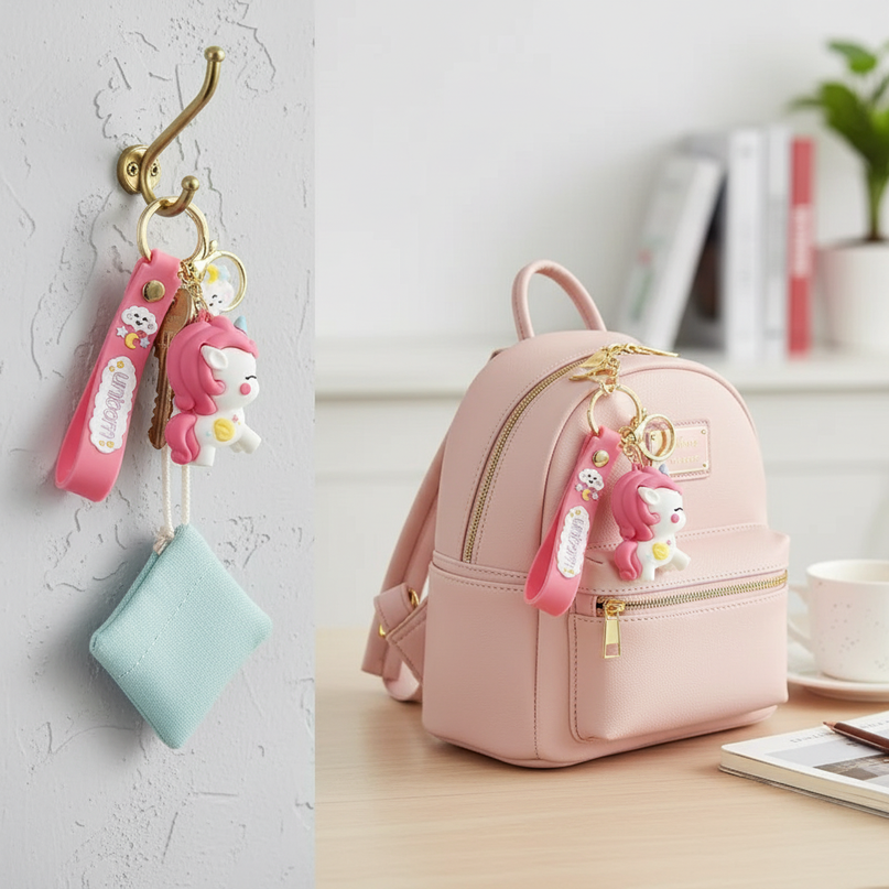 pink unicorn keychain - lifestyle