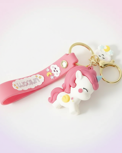 pink unicorn keychain - white-bg