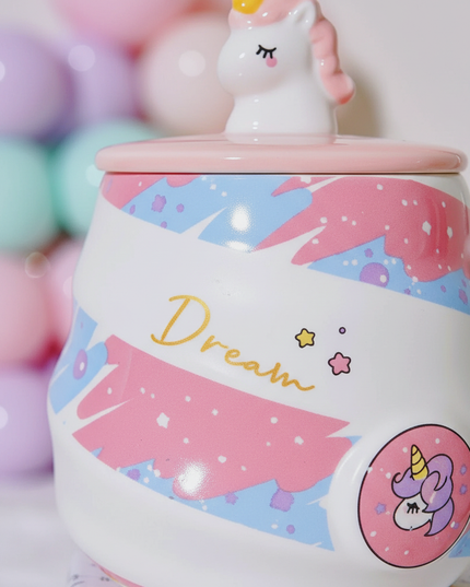 pink unicorn coffee mug - detail