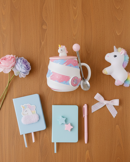 pink unicorn coffee mug - flat-lay