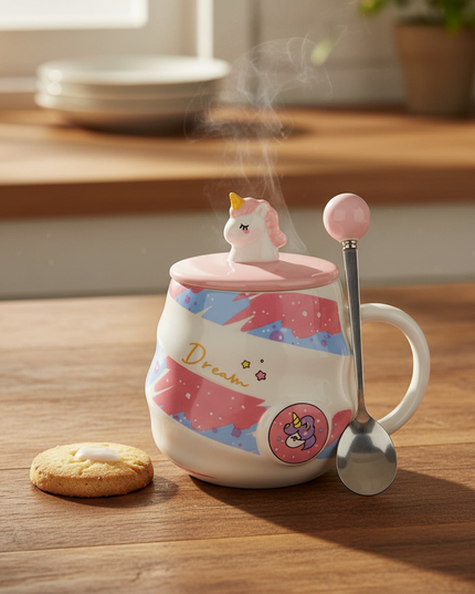 pink unicorn coffee mug - lifestyle