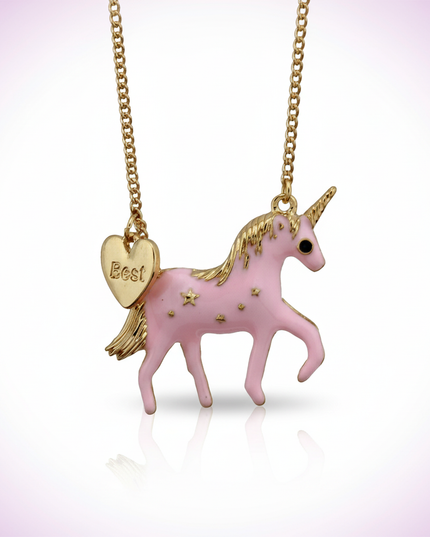 pink unicorn necklace - white-bg