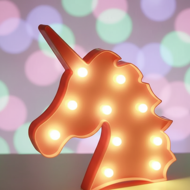 pink unicorn night light - detail