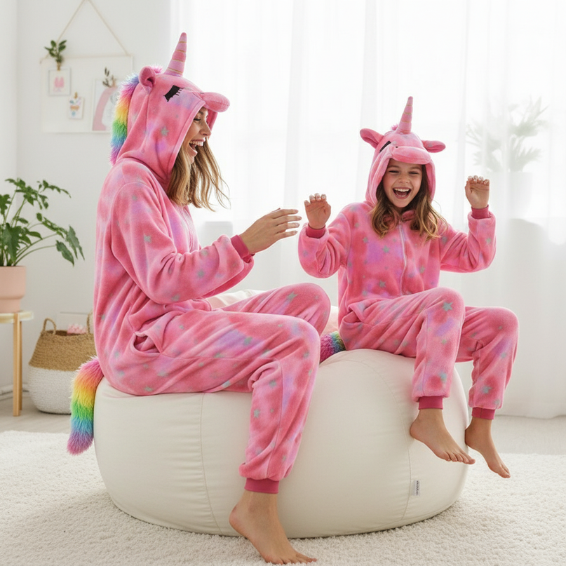 pink unicorn onesie adults - in-use