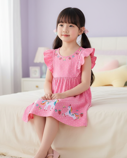 pink unicorn parade dress - sitting