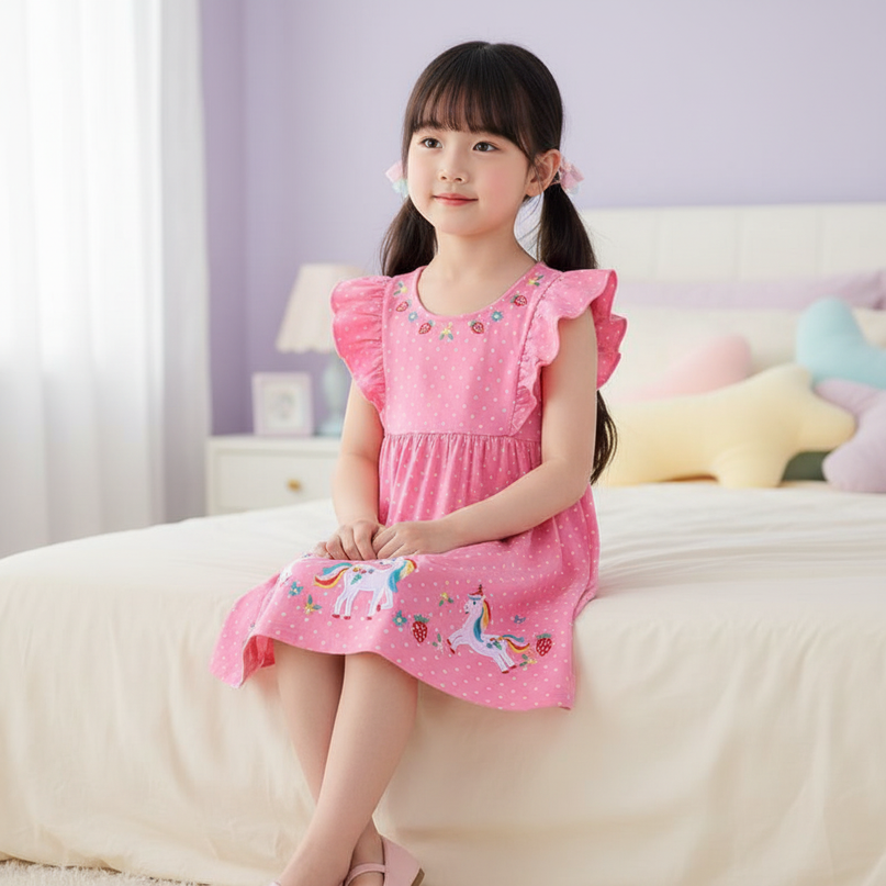 pink unicorn parade dress - sitting