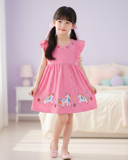 pink unicorn parade dress - three-quarter