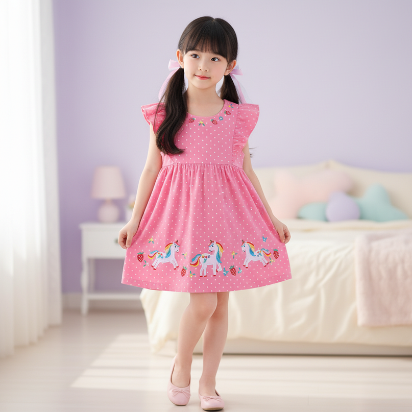 pink unicorn parade dress - three-quarter