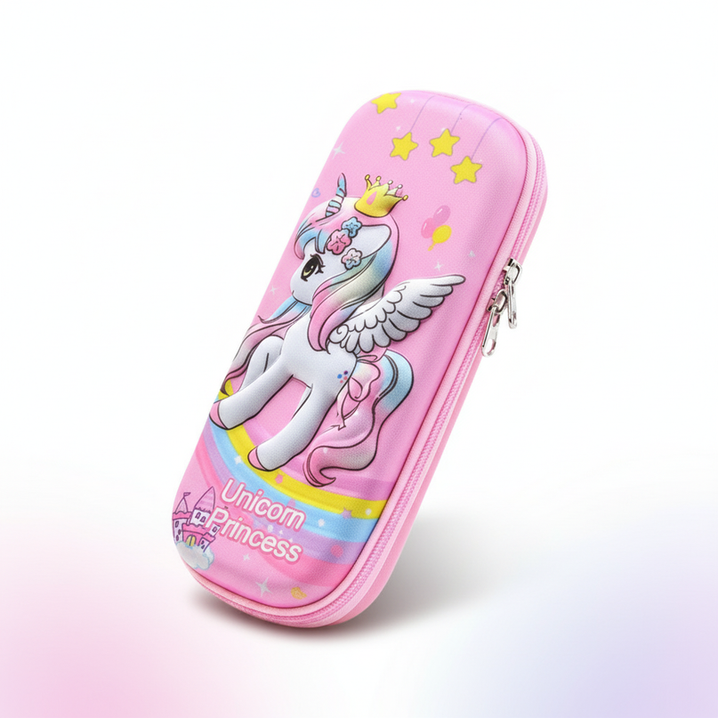 pink unicorn pencil case - white-bg
