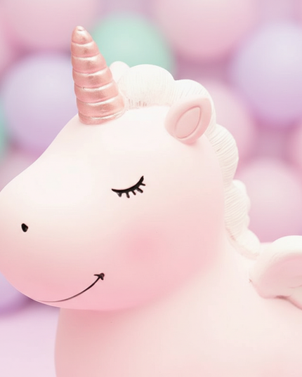 pink unicorn piggy bank - detail