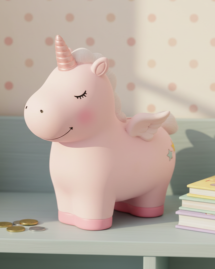 pink unicorn piggy bank - lifestyle