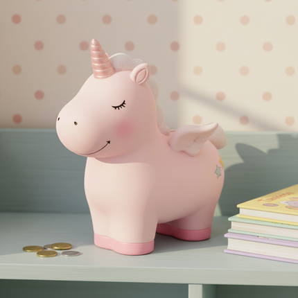 pink unicorn piggy bank - lifestyle