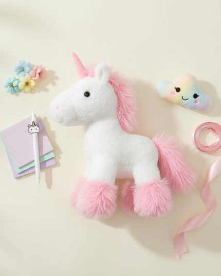 pink unicorn pillow - flat-lay