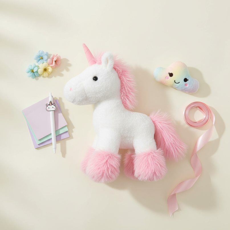 pink unicorn pillow - flat-lay