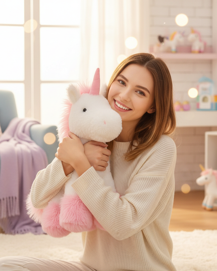 pink unicorn pillow - in-use