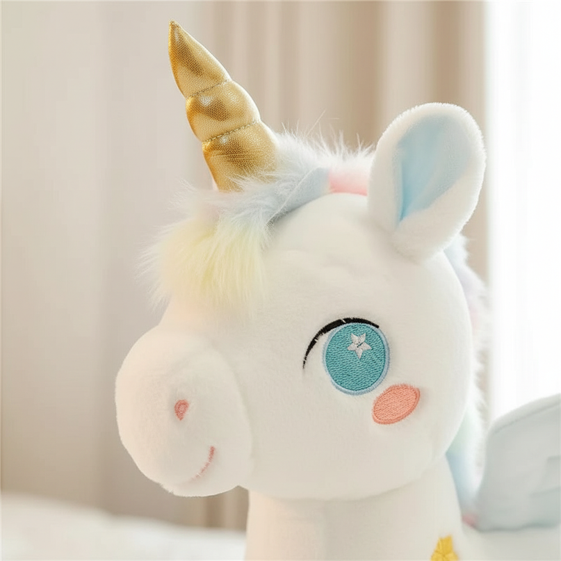pink unicorn plush stuffed animal - detail