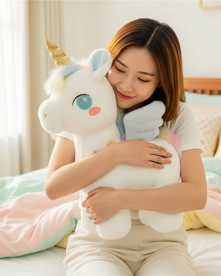 pink unicorn plush stuffed animal - in-use
