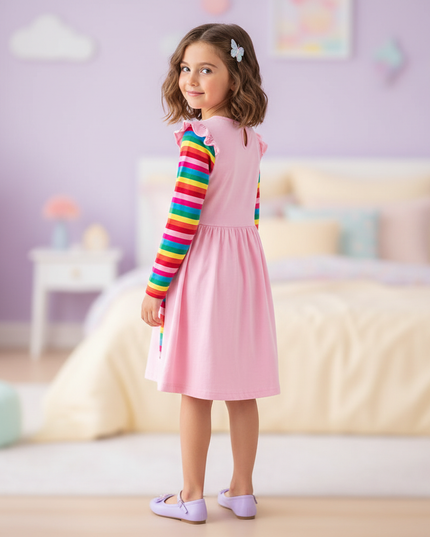 pink unicorn pocket dress - back
