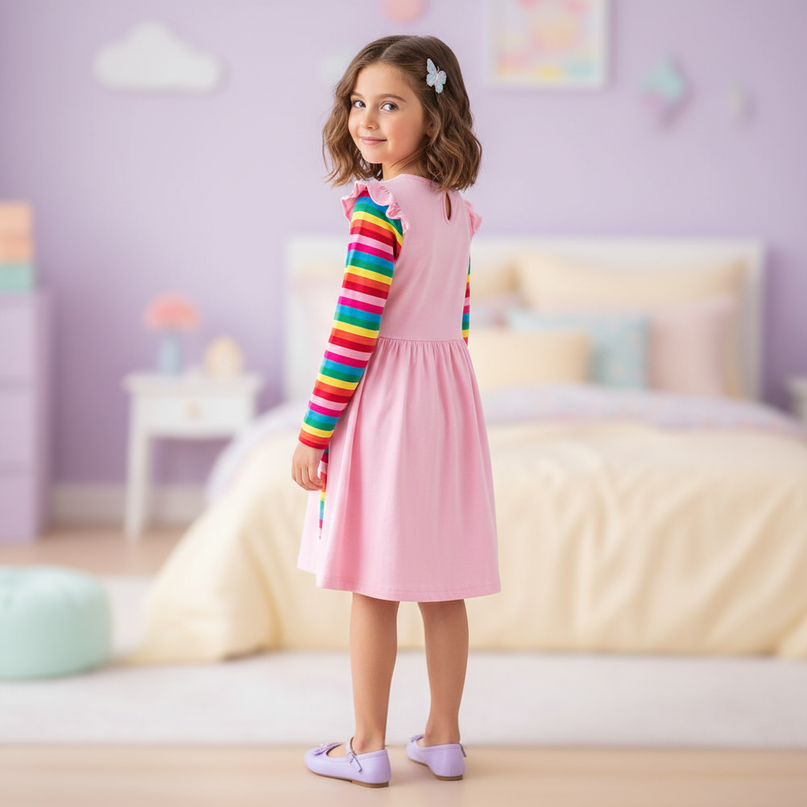 pink unicorn pocket dress - back