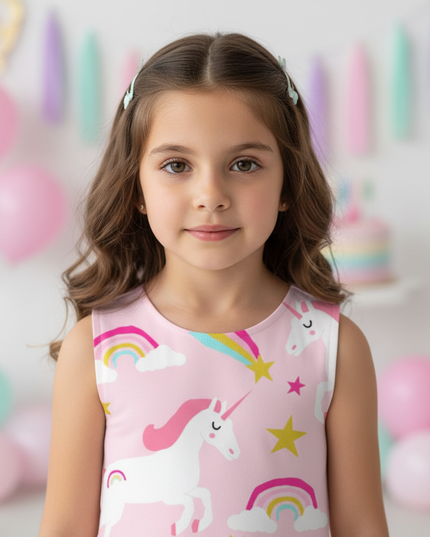 pink unicorn print skater dress - detail