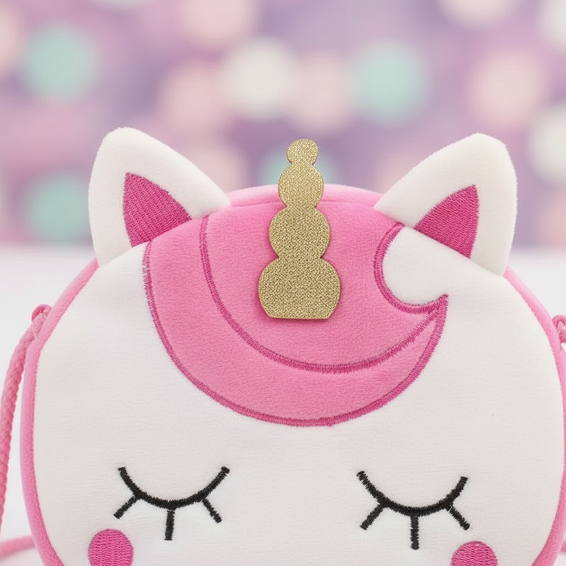 pink unicorn purse - detail