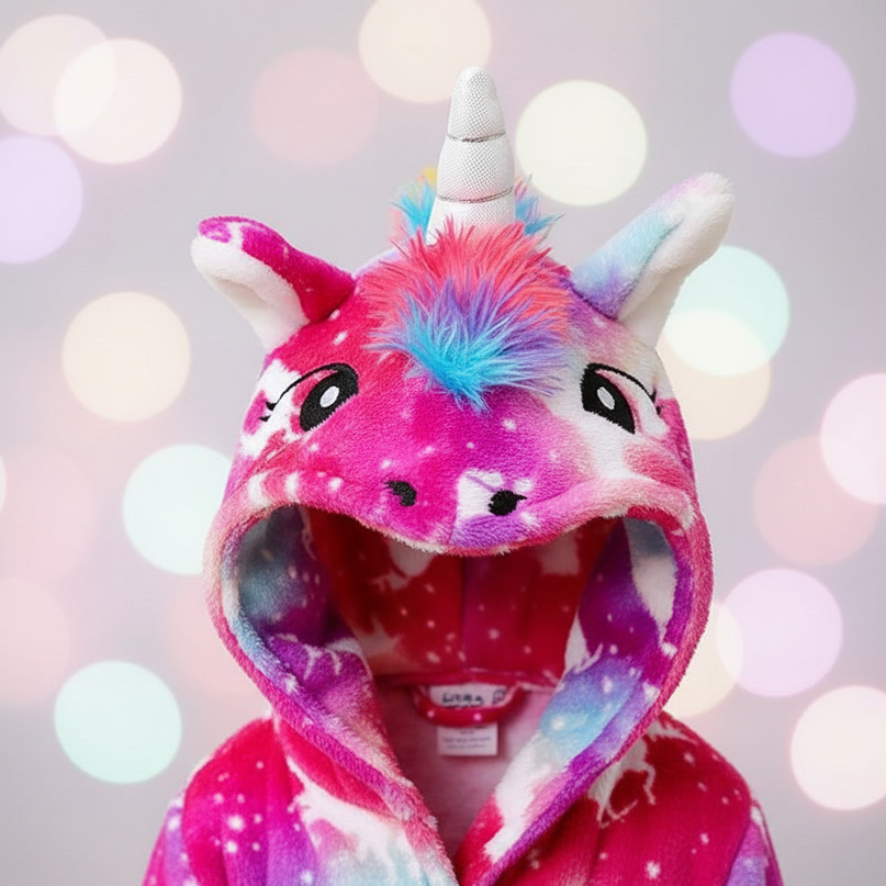 pink unicorn robe - detail
