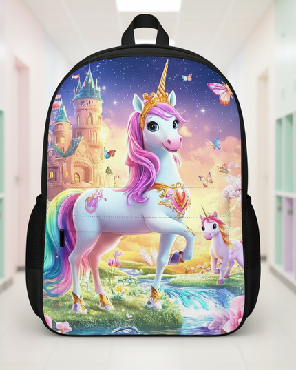 pink unicorn school backpack - lifestyle