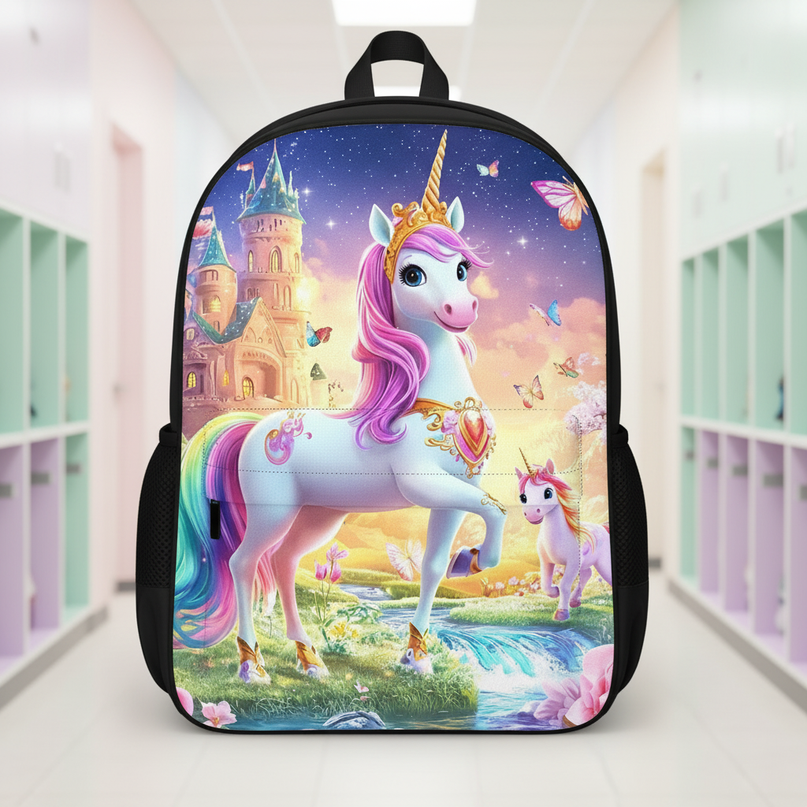 pink unicorn school backpack - lifestyle