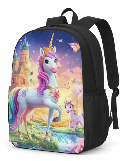 pink unicorn school backpack - white-bg